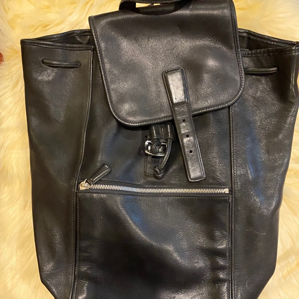 Coach Black Leather Backpack